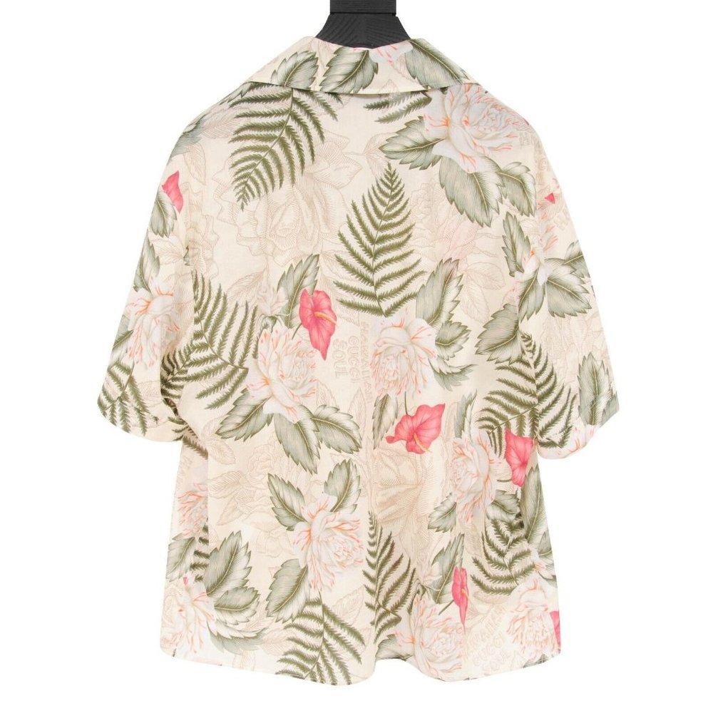 Gucci Mens Dual Pocket Bowling Shirt 50 Medium Floral Hawaiian Print Button Down - Picture 2 of 8